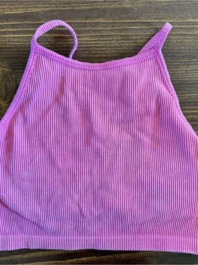 JoyLab Pink Ribbed Cropped Tank Bra